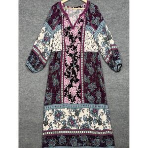 Avenue 20 Maxi Dress Multicolor Floral Boho Peasant Lightweight Summer Vacation